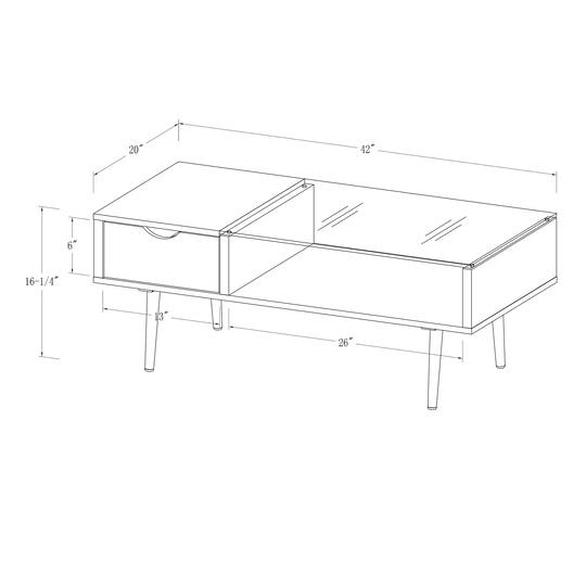 Dark Walnut Mid Century Modern Wood & Glass Coffee Table